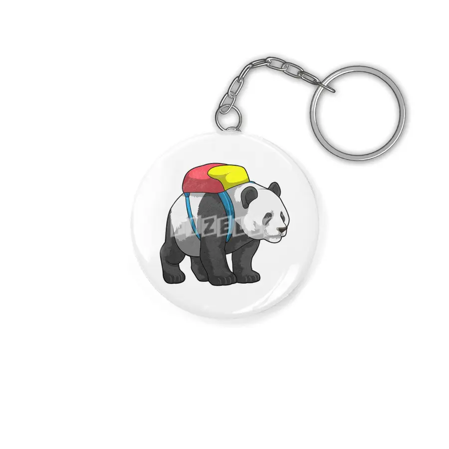 Panda as Hiker with Backpack Anahtarlık