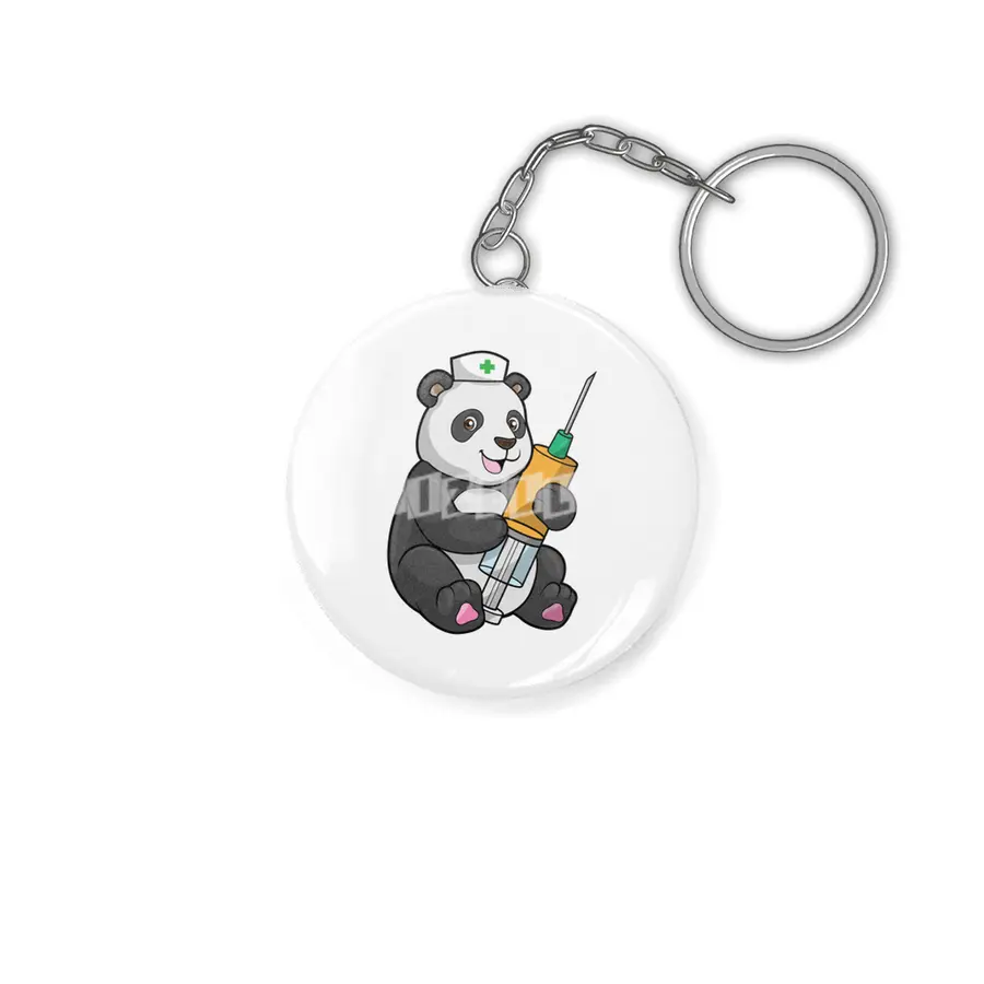Panda as Nurse with Syringe Anahtarlık