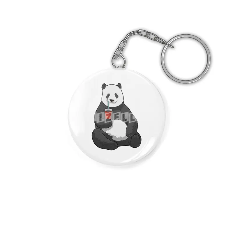 Panda with Drink Anahtarlık