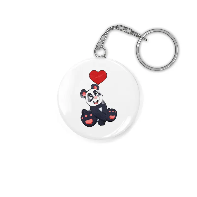 Panda with Heart Anahtarlık