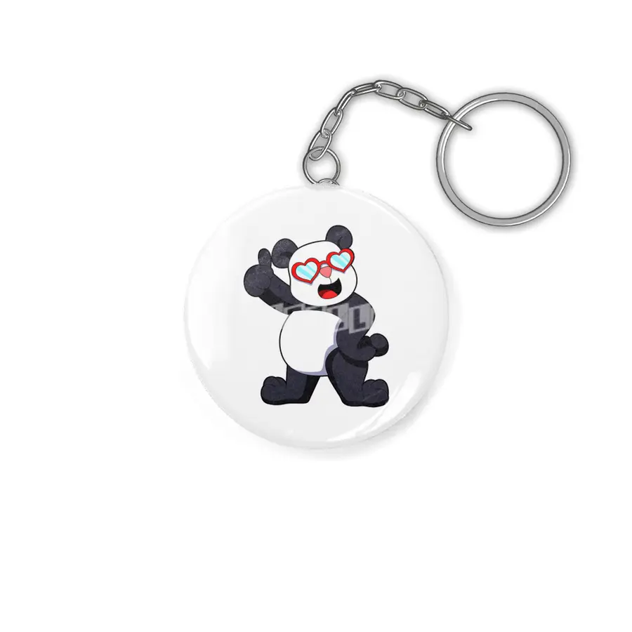 Panda with Heart as Glasses Anahtarlık