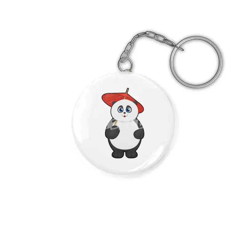 Panda with Umbrella Anahtarlık