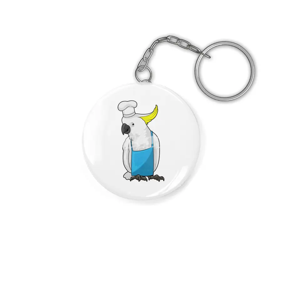 Parrot as Chef with Cooking hat Anahtarlık
