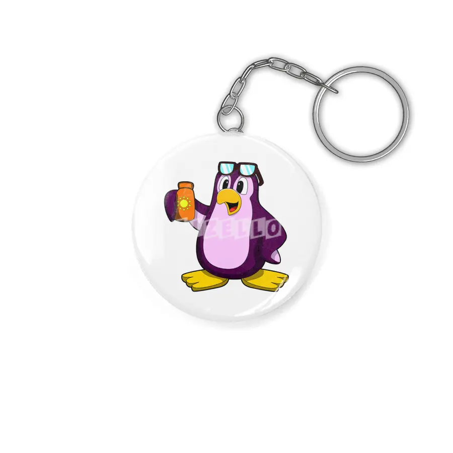 Penguin with Suncream & Sunglasses Anahtarlık