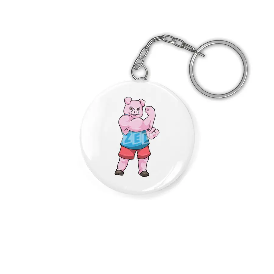 Pig as Bodybuilder with big Upper arm Anahtarlık