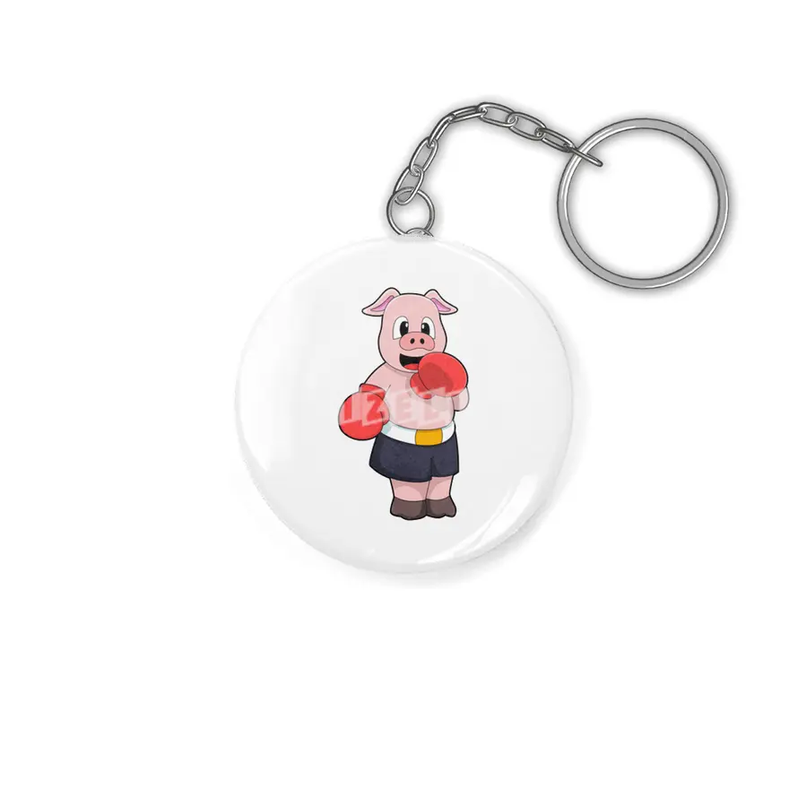 Pig as Boxer at Boxing Anahtarlık