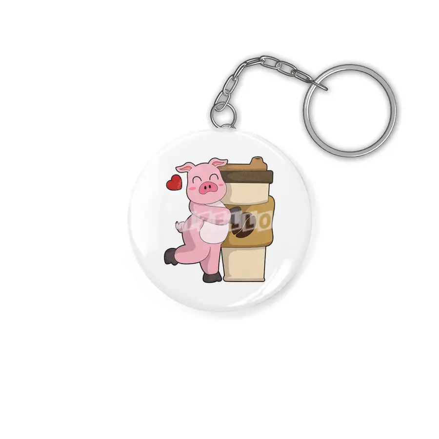 Pig with Coffee to go Anahtarlık