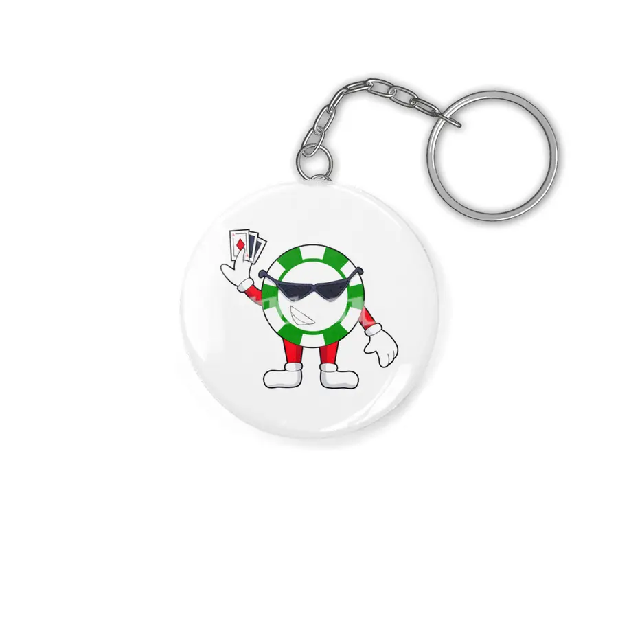 Poker chip with Poker cards Anahtarlık