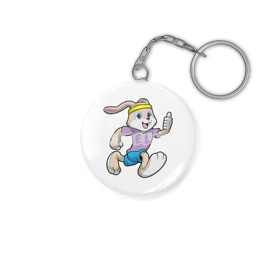 Rabbit at Jogging with Headband Anahtarlık