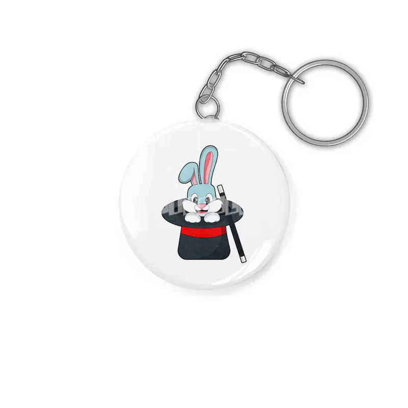 Rabbit at Magic with Wand & Hat Anahtarlık