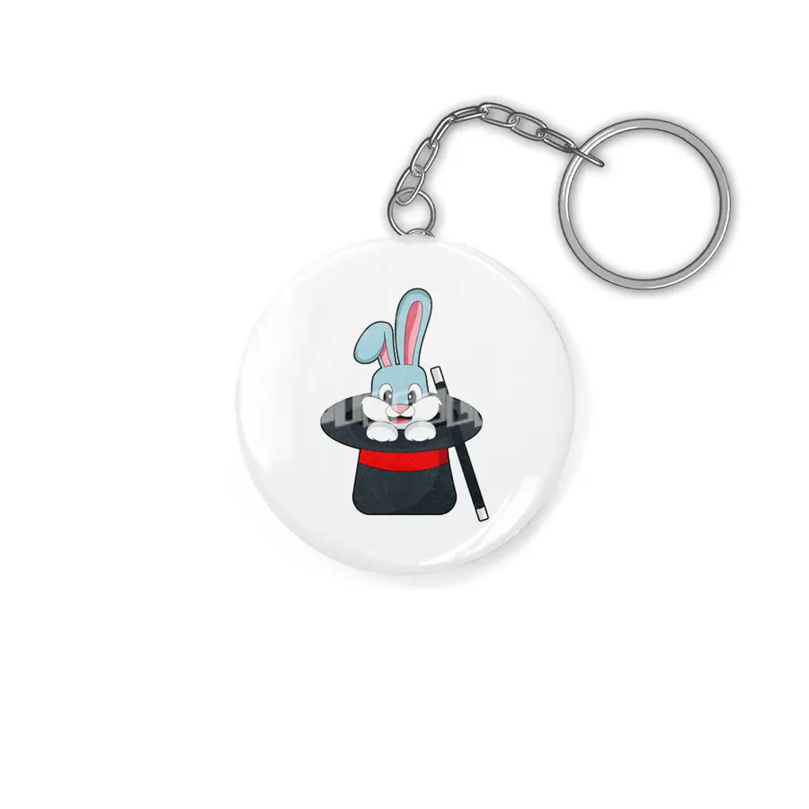 Rabbit at Magic with Wand & Hat Anahtarlık