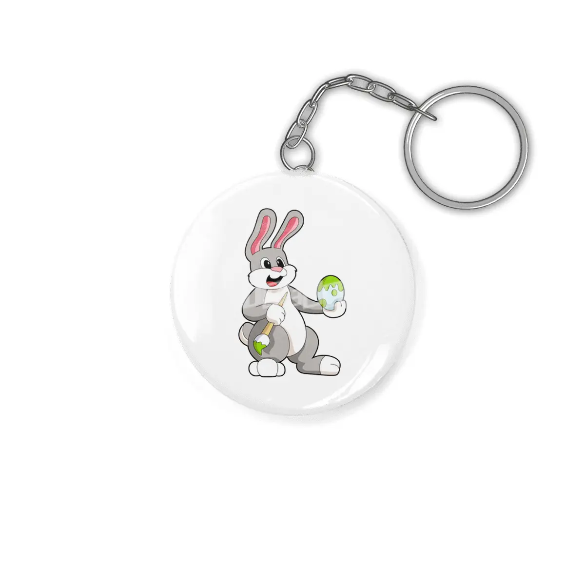 Rabbit at Painting with Egg Anahtarlık