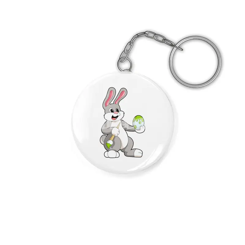 Rabbit at Painting with Egg Anahtarlık