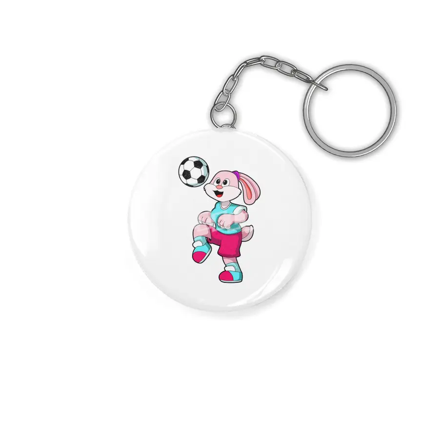 Rabbit at Sports with Soccer Anahtarlık