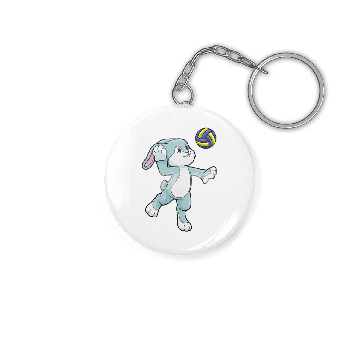 Rabbit at Sports with Volleyball Anahtarlık