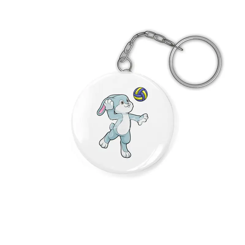 Rabbit at Sports with Volleyball Anahtarlık