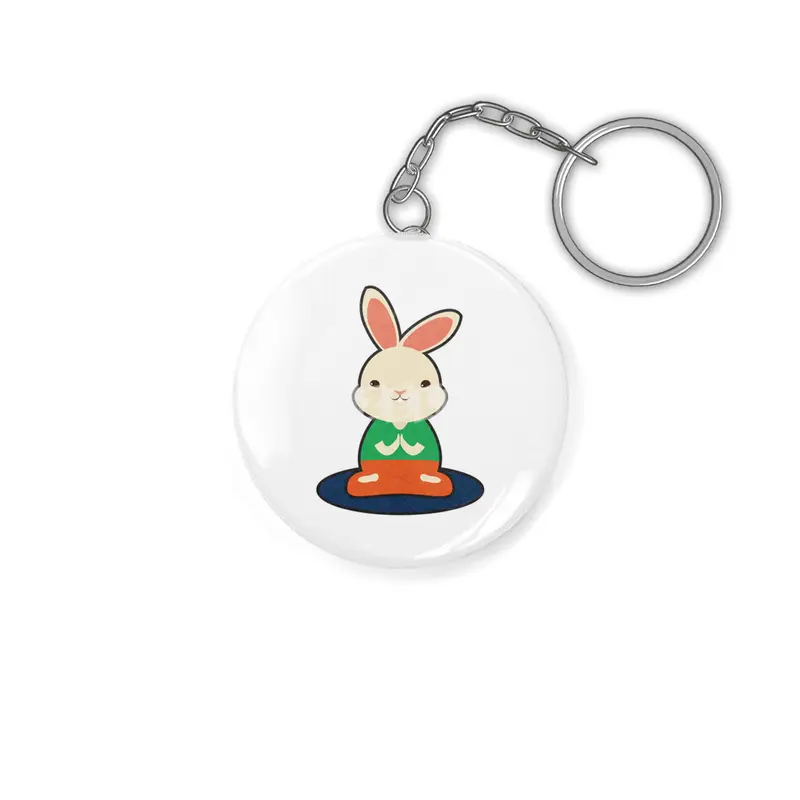 Rabbit at Yoga on Yoga mat Anahtarlık