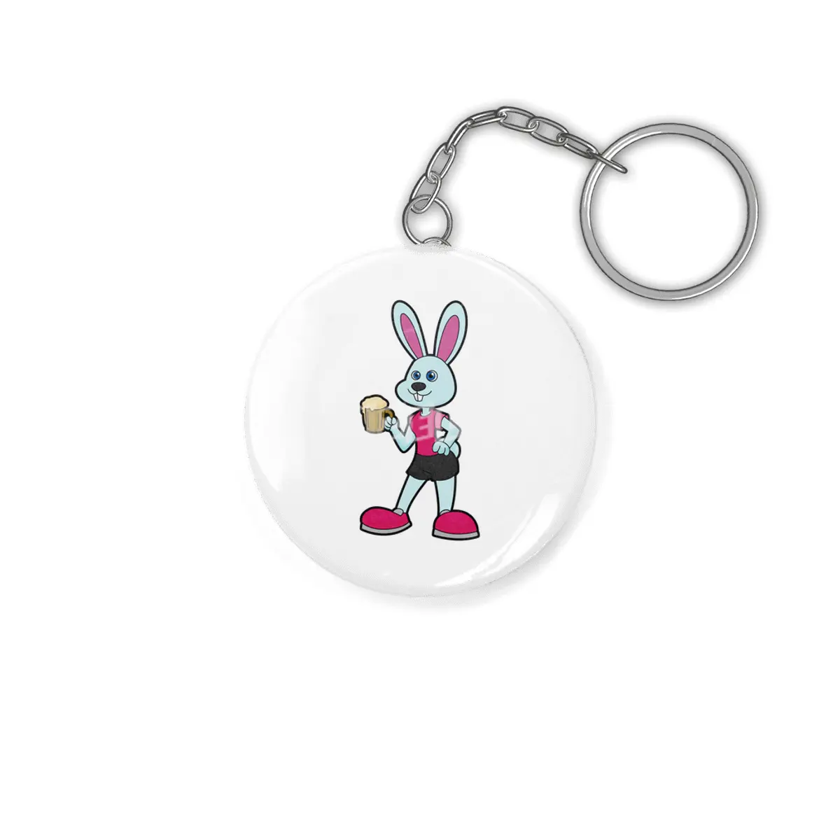 Rabbit with Beer mug Anahtarlık