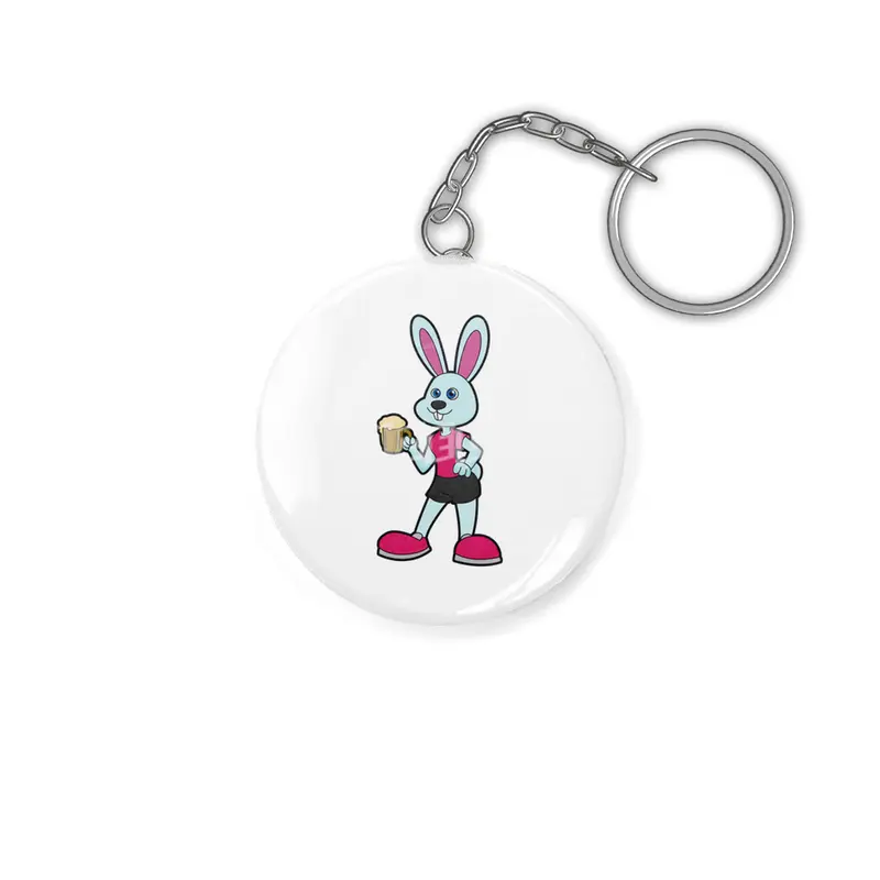 Rabbit with Beer mug Anahtarlık