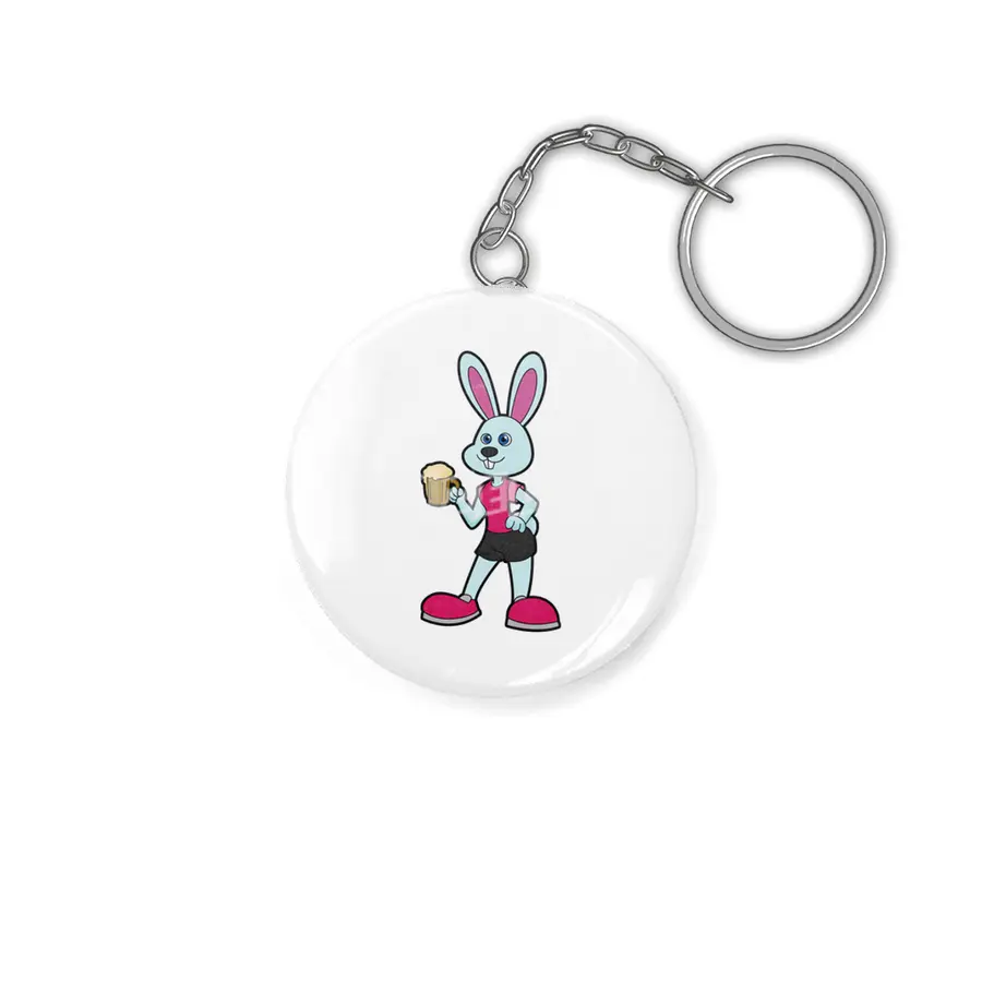 Rabbit with Beer mug Anahtarlık