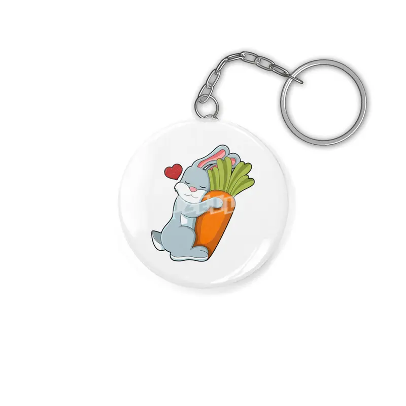 Rabbit with Carrot & Heart Anahtarlık