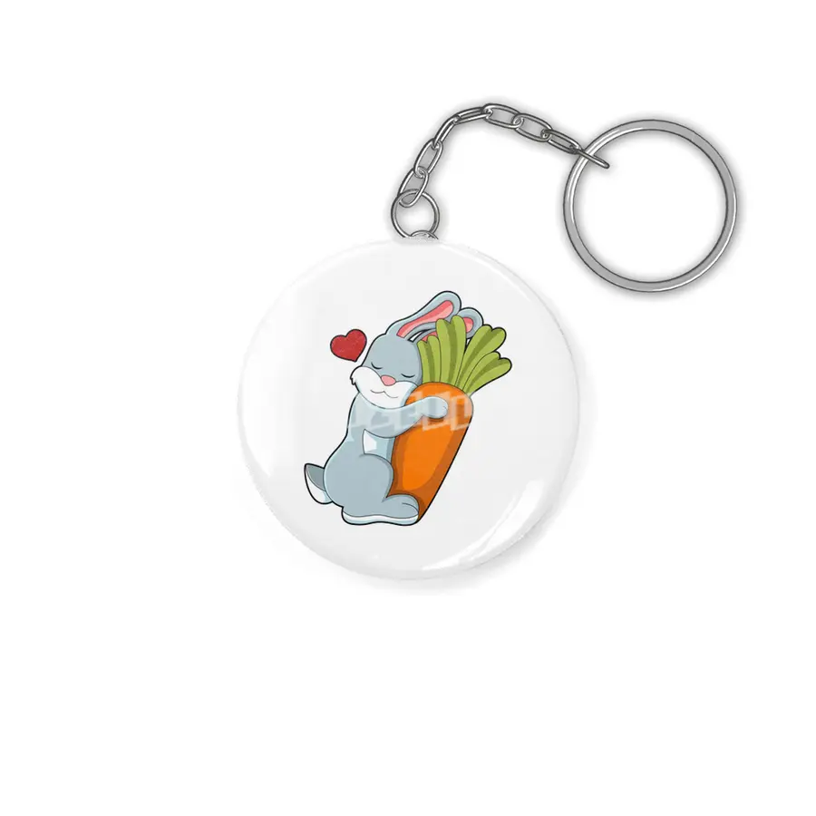 Rabbit with Carrot & Heart Anahtarlık