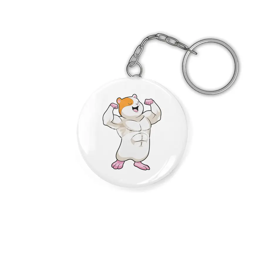Hamster as Bodybuilder with big Muscles Anahtarlık