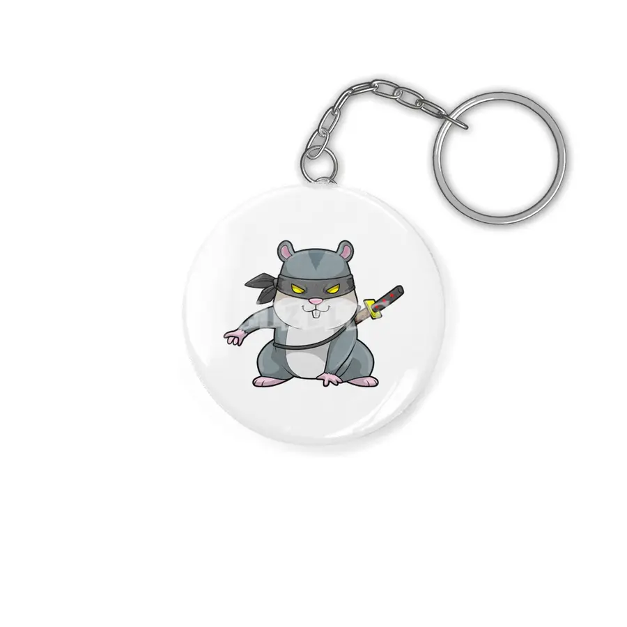 Hamster as Ninja at Martial arts with Sword Anahtarlık