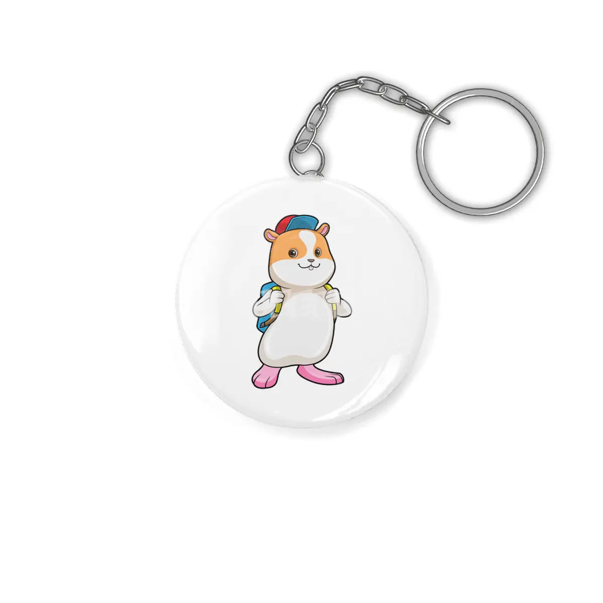 Hamster as Student with Backpack & Cap Anahtarlık