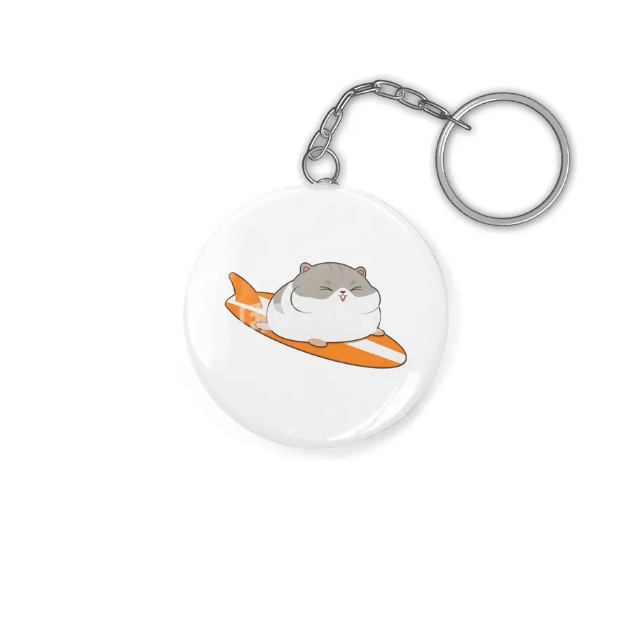 Hamster as Surfer with Surfboard Anahtarlık
