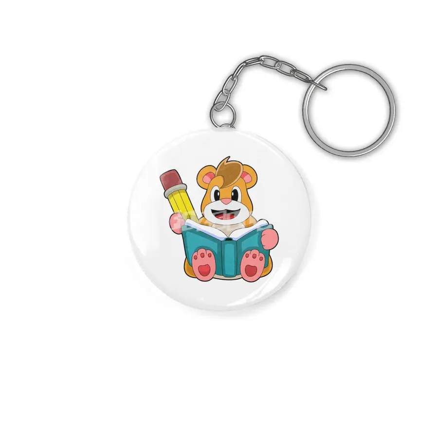 Hamster with Book & Pen Anahtarlık