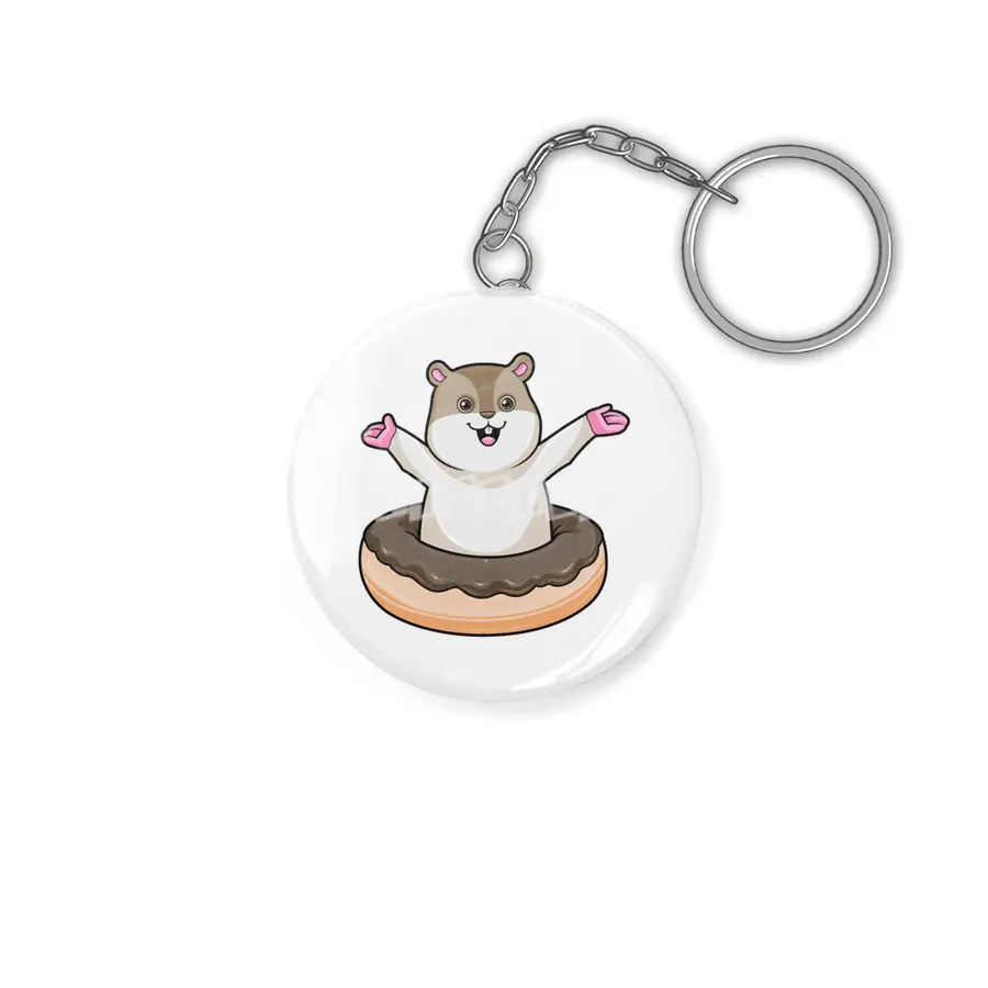 Hamster with Chocolate Donut Anahtarlık