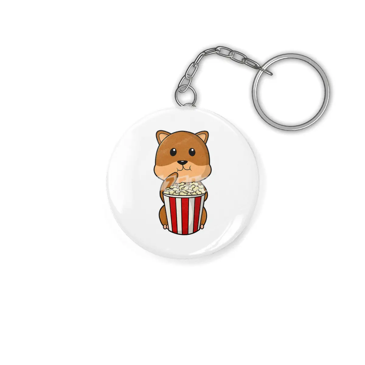 Hamster with Cone of Popcorn Anahtarlık