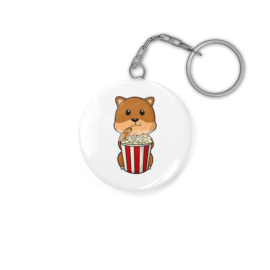 Hamster with Cone of Popcorn Anahtarlık