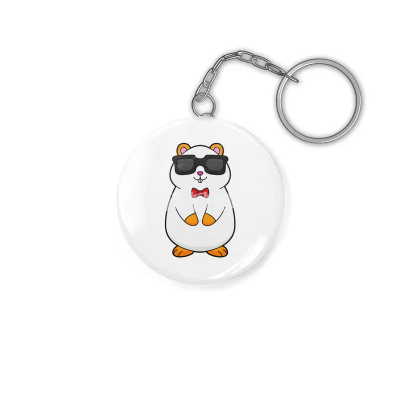 Hamster with Sunglasses & Bow tie Anahtarlık