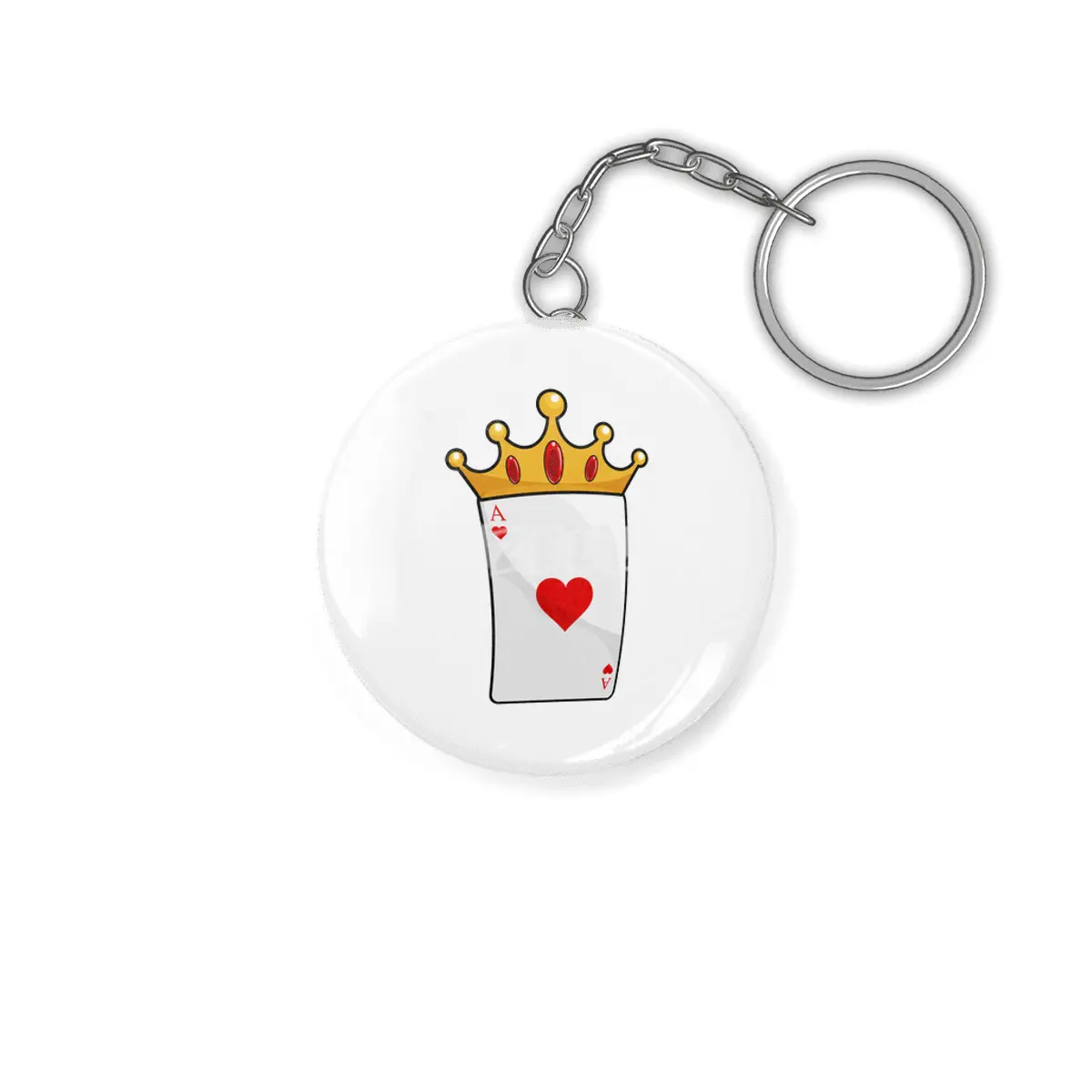 Hearts Ace with Queen Crown Anahtarlık