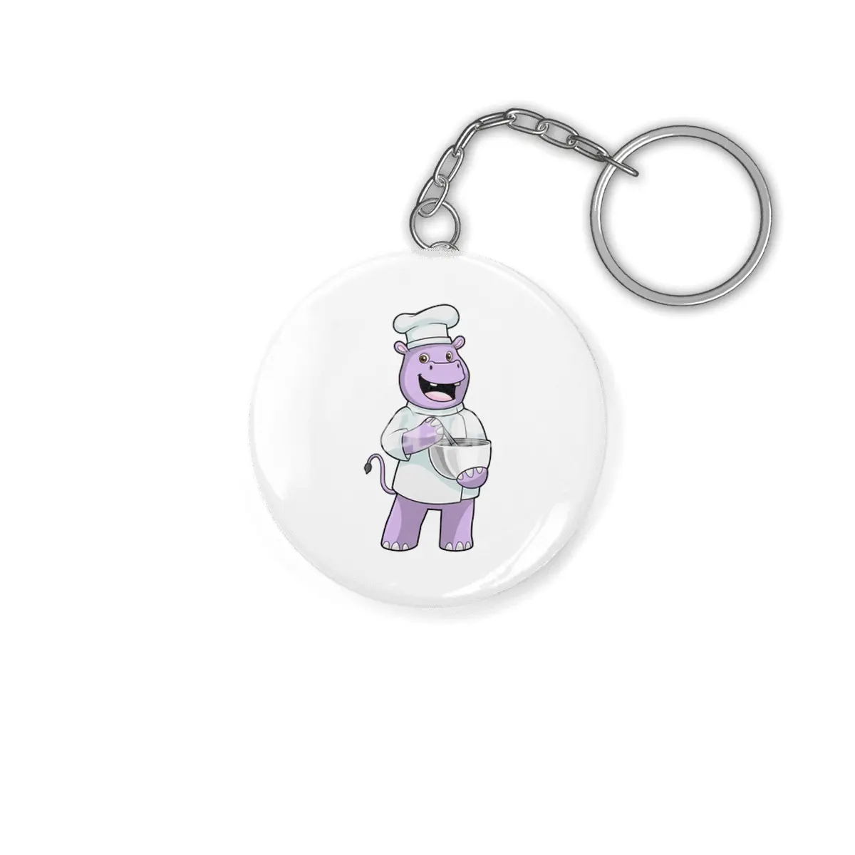 Hippo as Chef with Bowl Anahtarlık