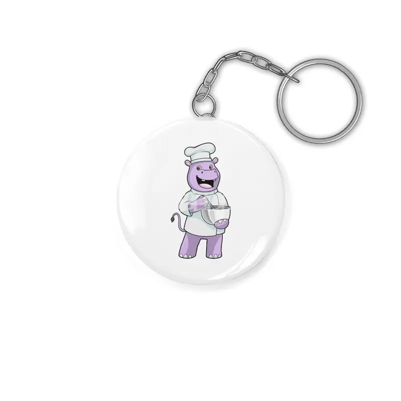 Hippo as Chef with Bowl Anahtarlık