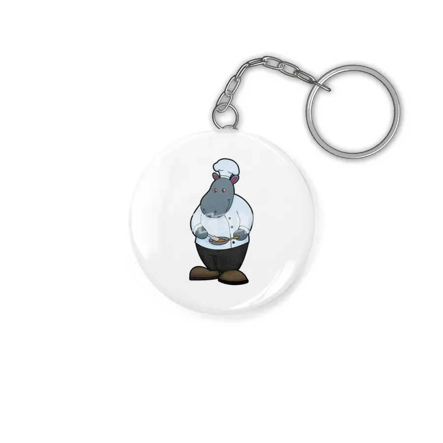 Hippo as Cook with Pan Anahtarlık