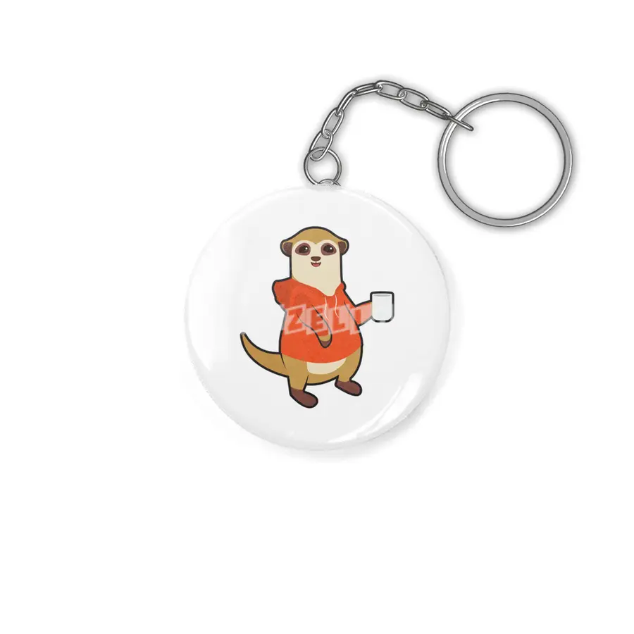 Meerkat with Cup of Coffee Anahtarlık