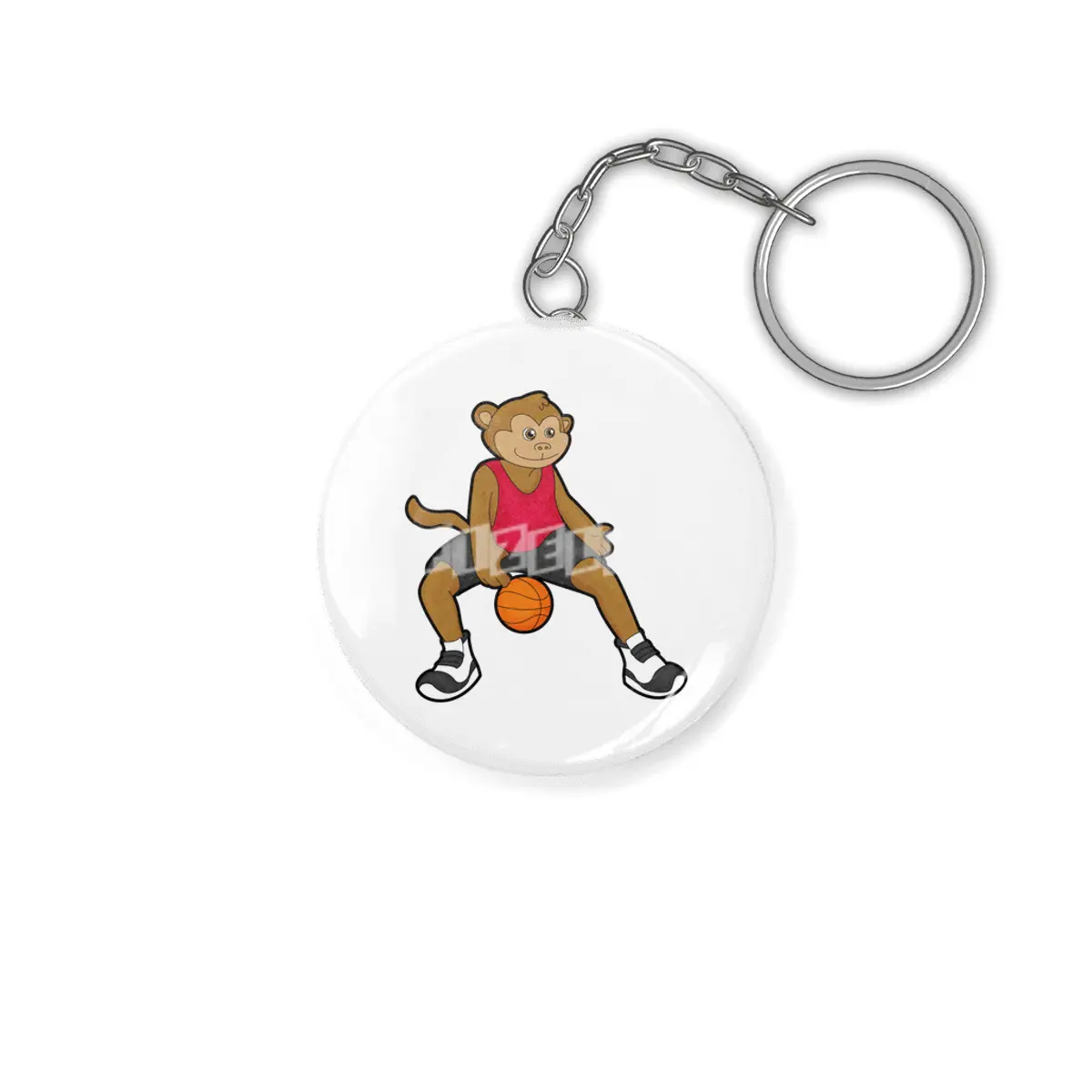 Monkey as Basketball player with Basketball Anahtarlık