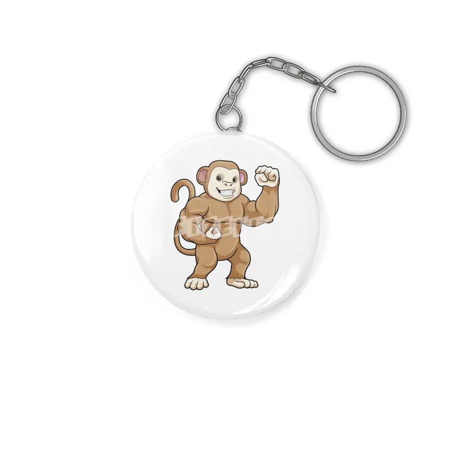 Monkey as Bodybuilder at Bodybuilding Anahtarlık
