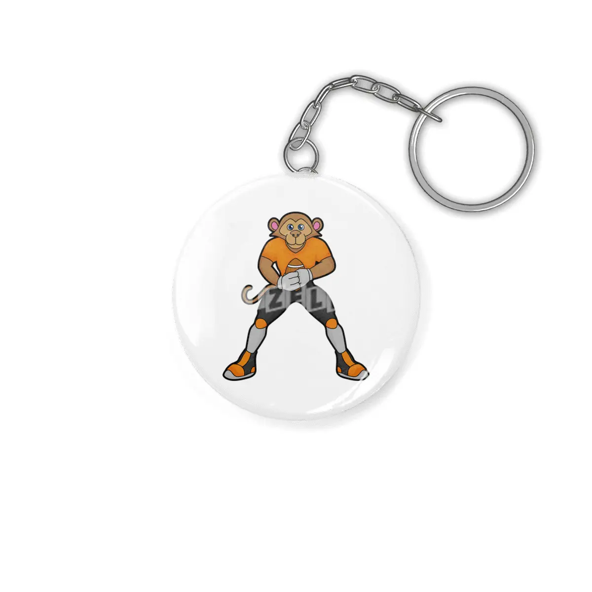 Monkey as Football player with Football Anahtarlık