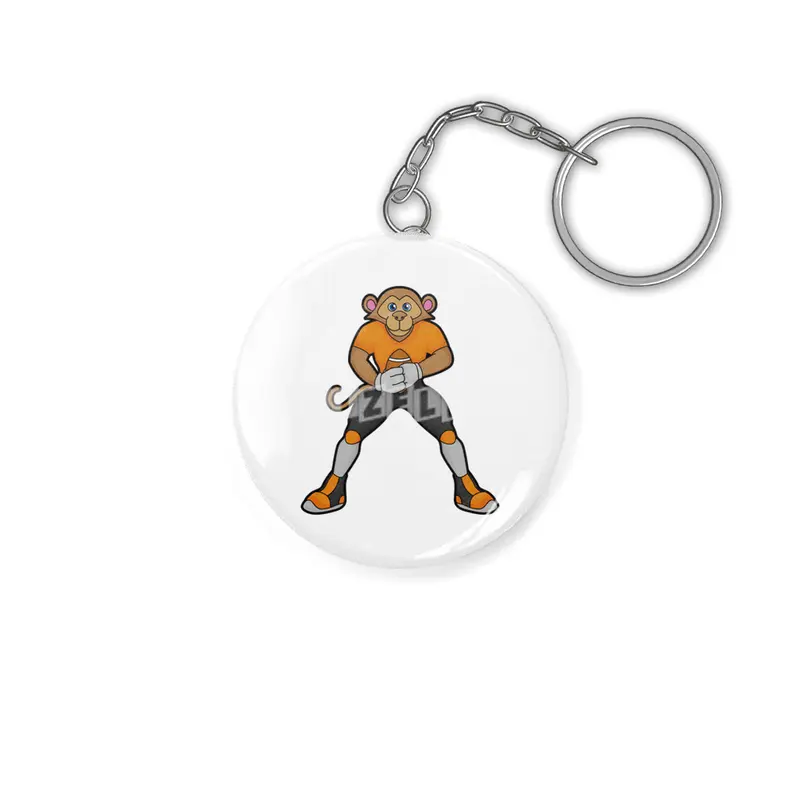 Monkey as Football player with Football Anahtarlık