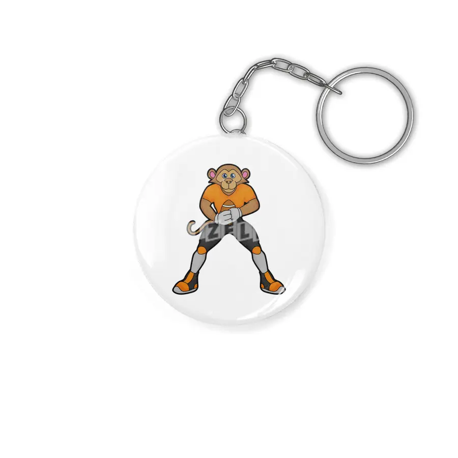 Monkey as Football player with Football Anahtarlık