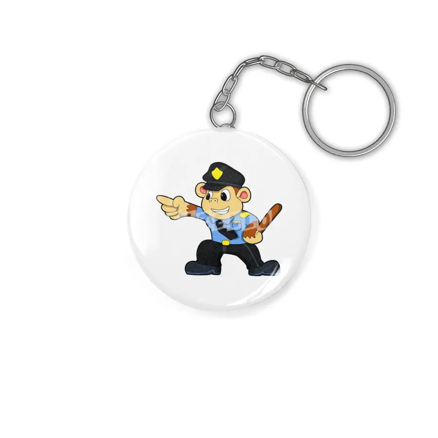 Monkey as Police officer - Police Anahtarlık