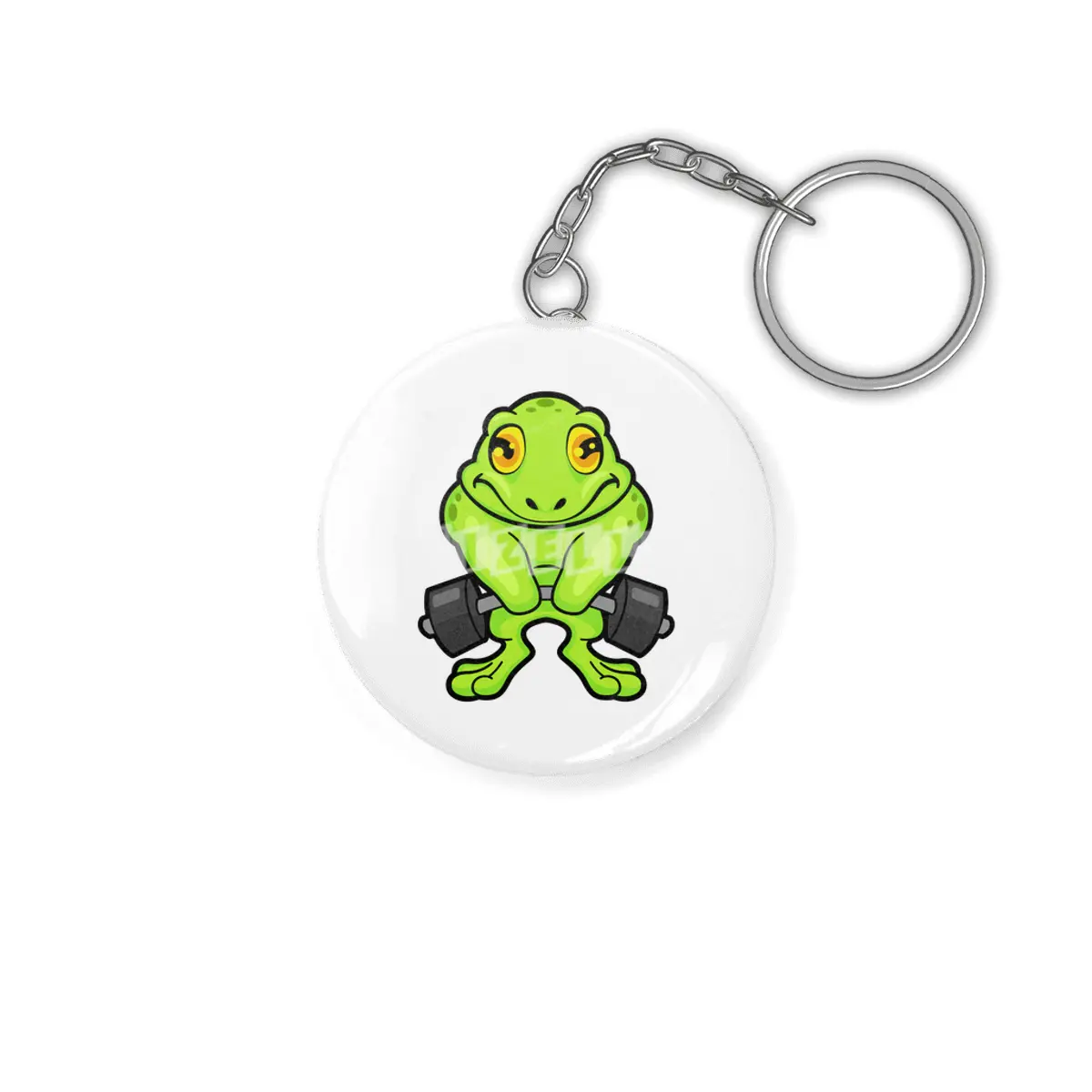 Frog at Fitness with Barbell Anahtarlık