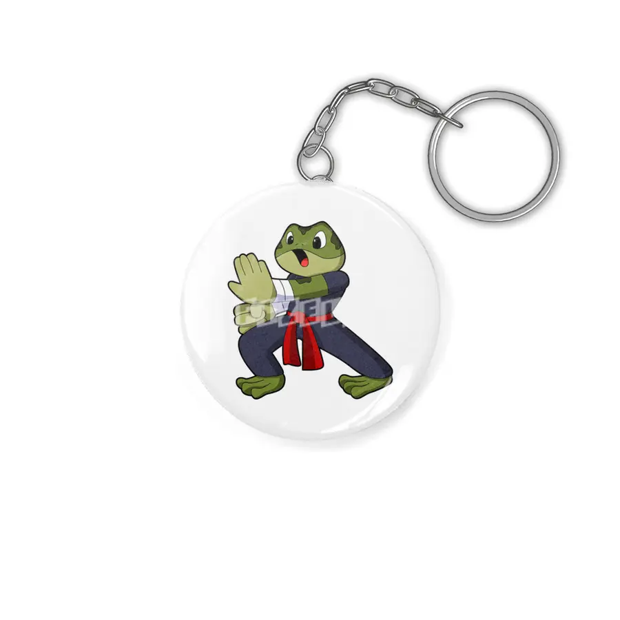 Frog at Martial arts Karate with Belt Anahtarlık