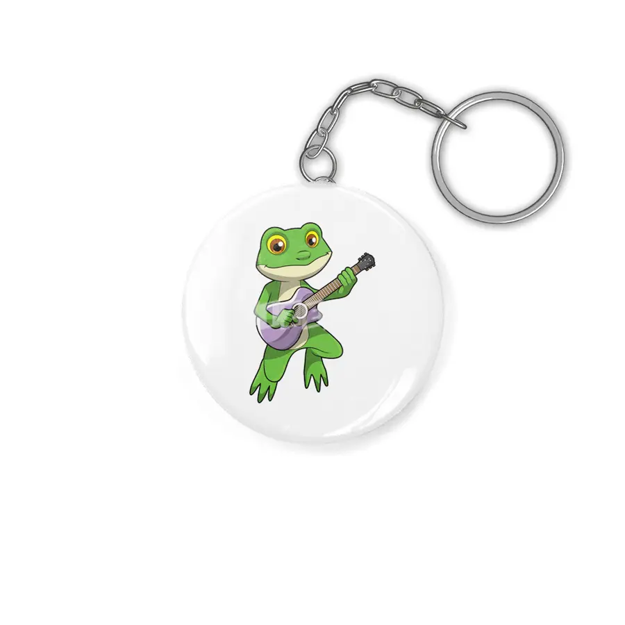 Frog at Music with Guitar Anahtarlık
