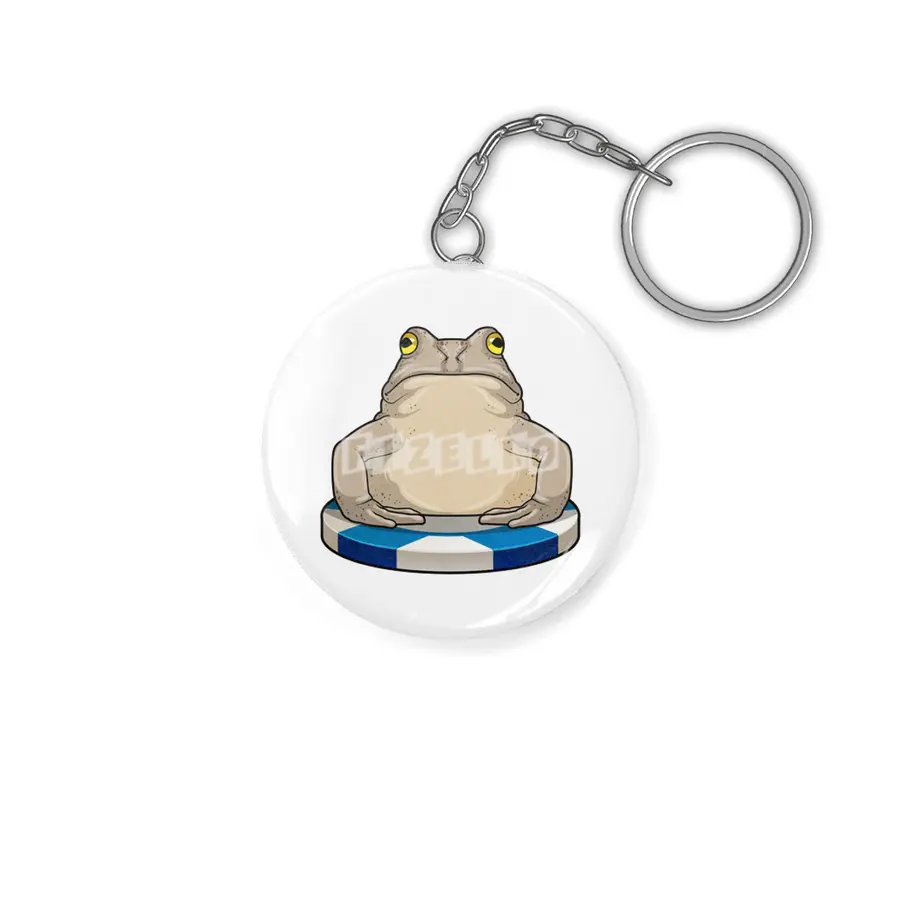 Frog at Poker with Poker chips Anahtarlık